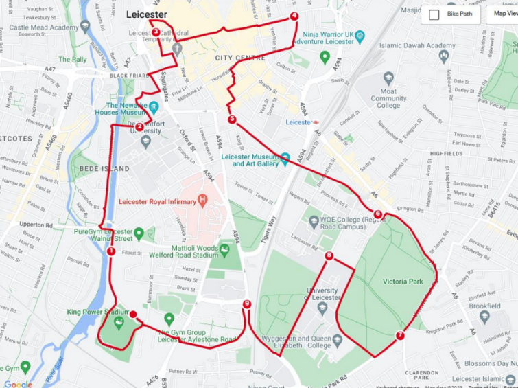 The LOROS Twilight Walk 2024 route